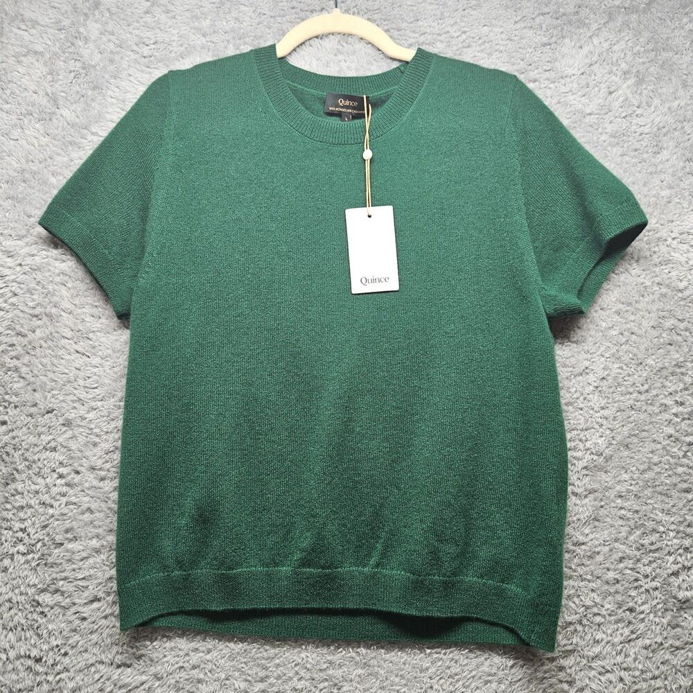 Quince Green Mongolian Cashmere Sweater Womens Size L Luxury Classic